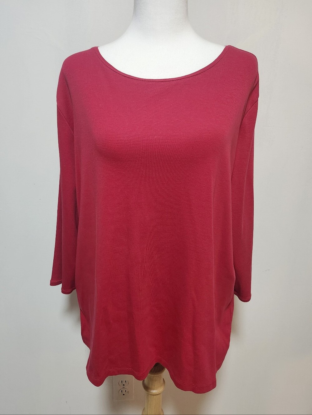 Talbots Scoop Neck Long Sleeve Top - Raspberry Red